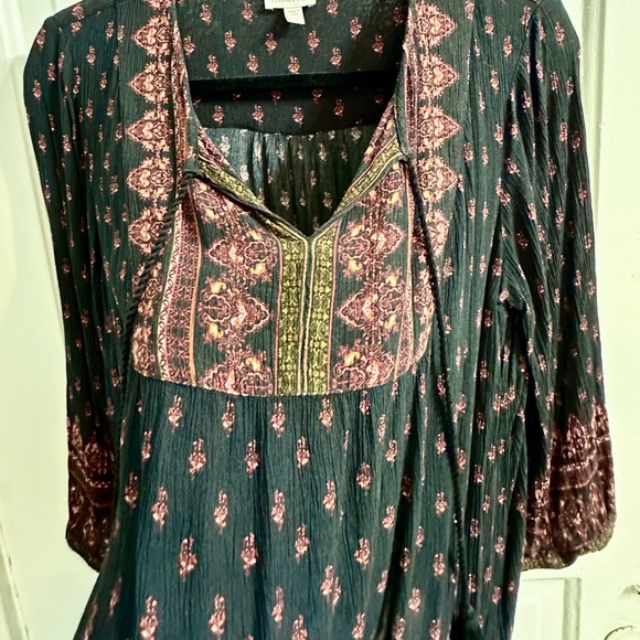 Excellent Condition Garnet Hill Boho Border-Print Blouse (Black/Spice: Size 10) - Picture 5 of 7